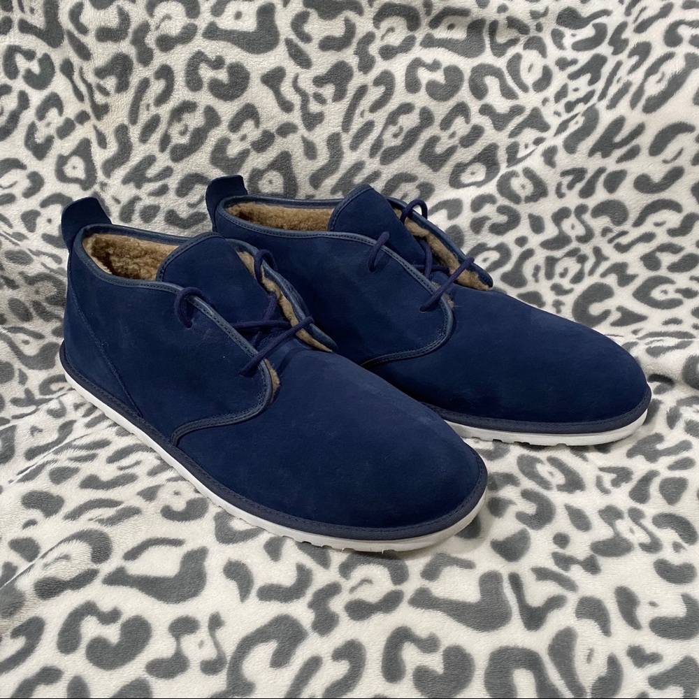 UGG Maksim Chukka Blue Suede Wool Lined Shoes Boots Mens Sz 18 UGGPure Comfort